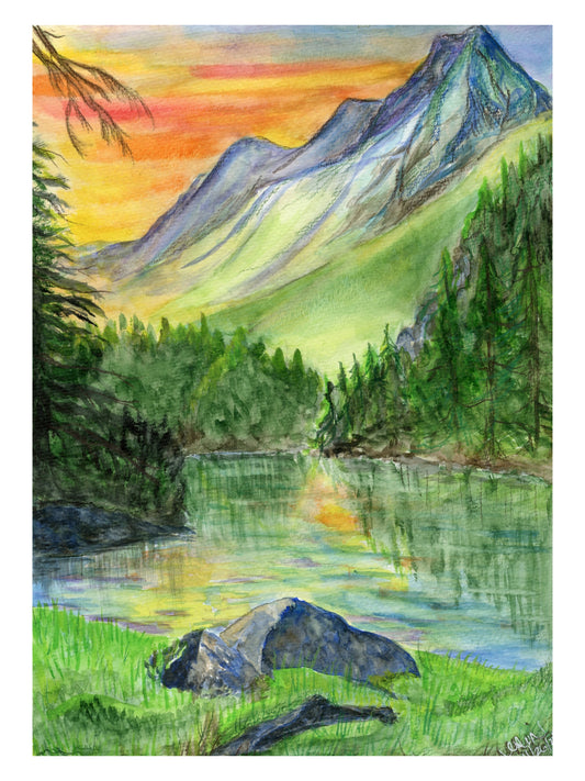 Peaceful Sunset - Original Watercolour